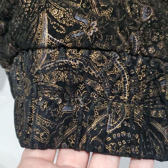 Vintage 1960s Radlee Patterned Leather Coat with Genuine Fox Fur Collar Sz M - Picture 10 of 16